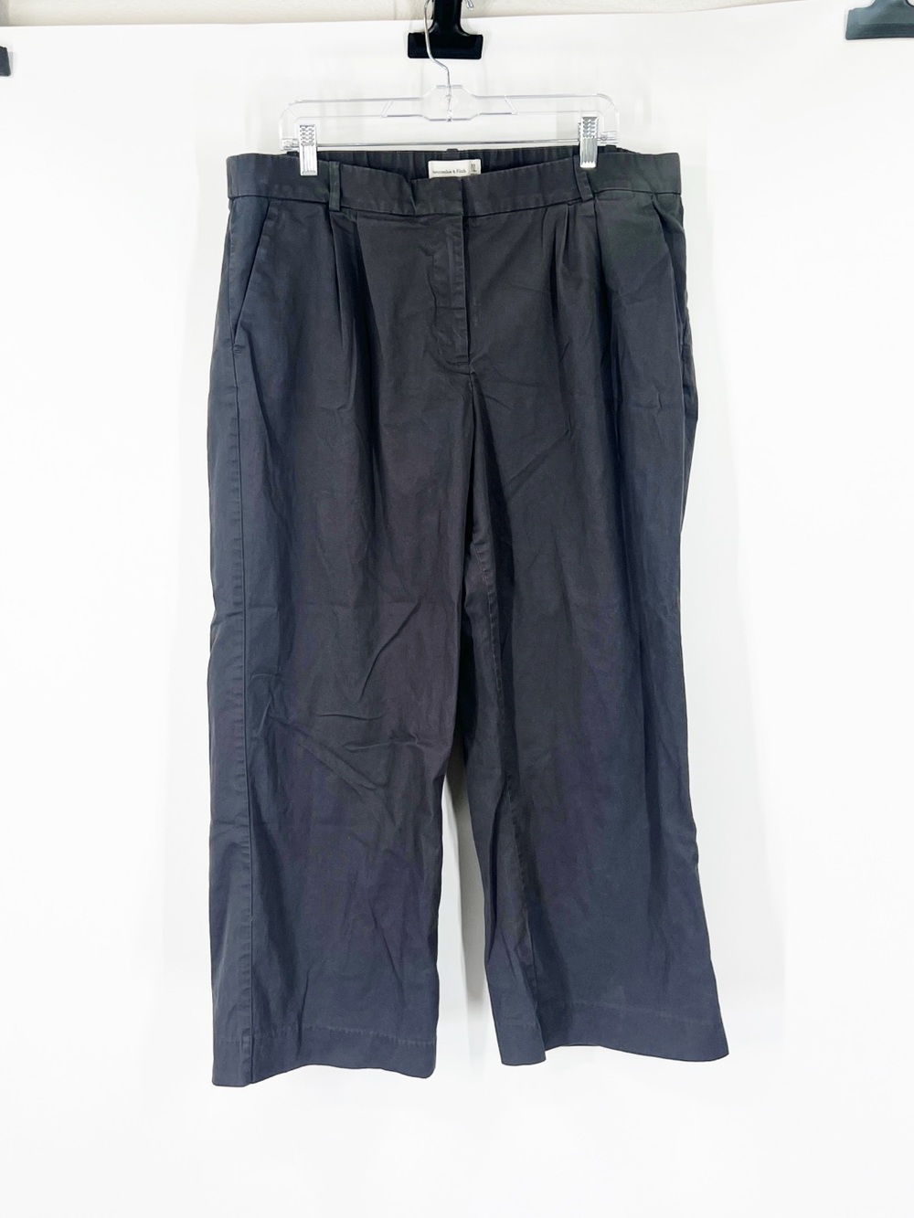 Abercrombie & Fitch High Rise Pleated Wide Leg Pants Gray